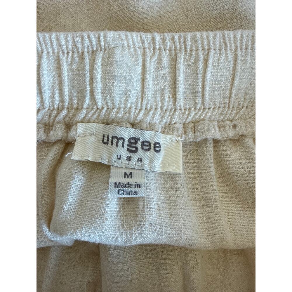 Umgee Linen Blend Skirt – Medium Oatmeal Elastic Waist Summer Coastal - Picture 9 of 9